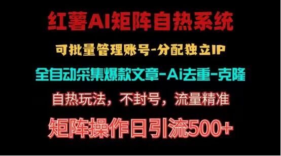 红薯矩阵自热系统，独家不死号引流玩法！矩阵操作日引流500+-英祺创业