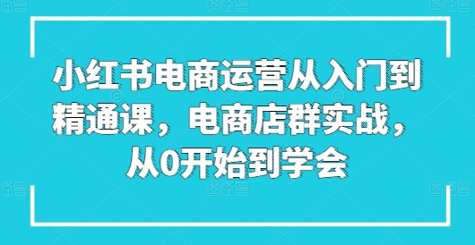 小红书电商运营从入门到精通课，电商店群实战，从0开始到学会-英祺创业