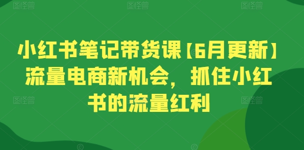 小红书笔记带货课【6月更新】流量电商新机会，抓住小红书的流量红利-英祺创业