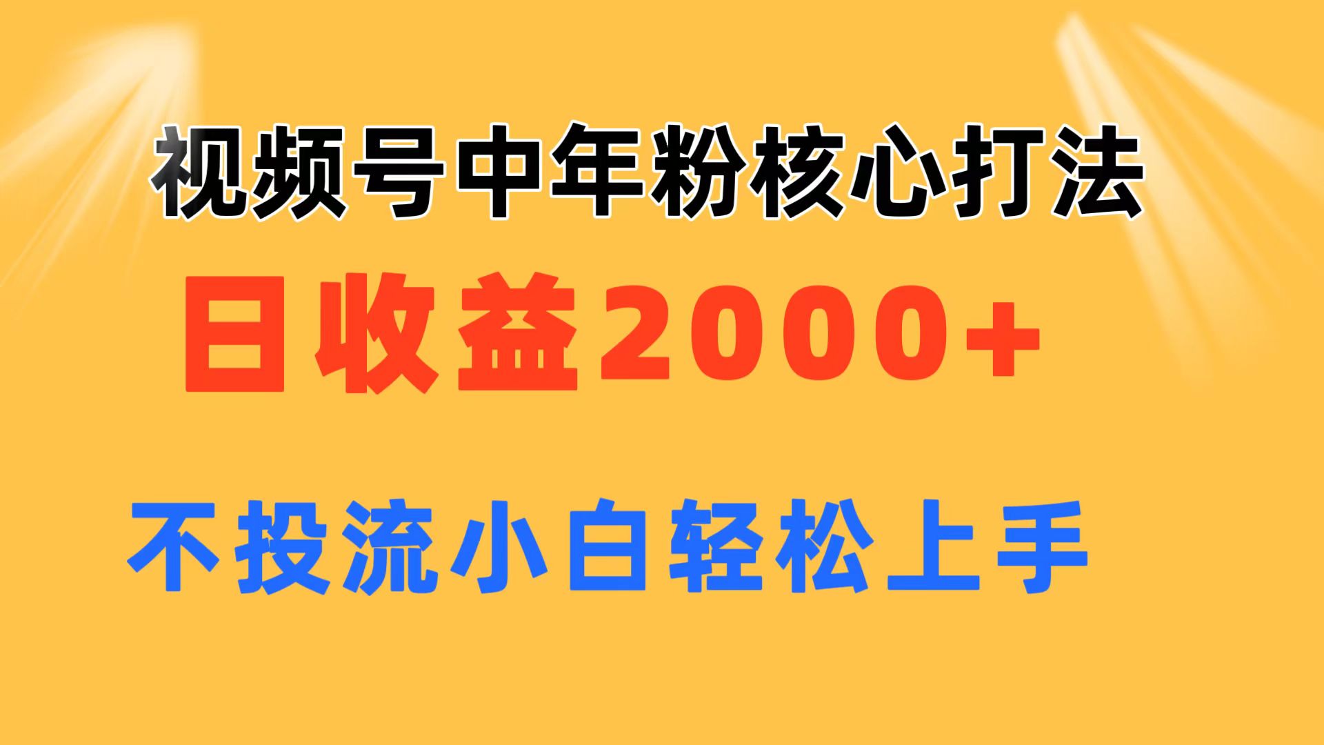 （11205期）视频号中年粉核心玩法 日收益2000+ 不投流小白轻松上手-英祺创业