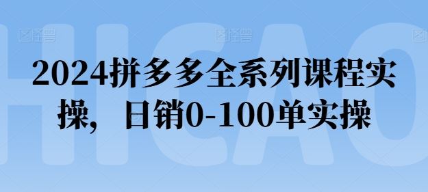 2024拼多多全系列课程实操，日销0-100单实操【必看】-英祺创业