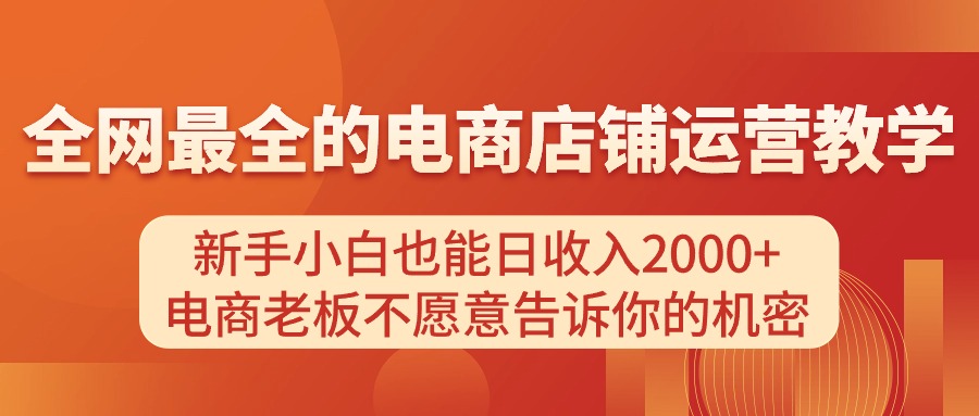 （11266期）电商店铺运营教学，新手小白也能日收入2000+，电商老板不愿意告诉你的机密-英祺创业