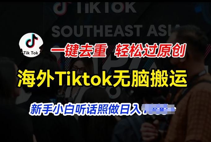海外Tiktok短视频无脑搬运，一键去重轻松过原创，新手小白听话照做日入几张【揭秘】-英祺创业