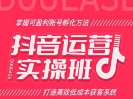 抖音运营实操班，掌握可盈利账号孵化方法，打造高效低成本获客系统-英祺创业