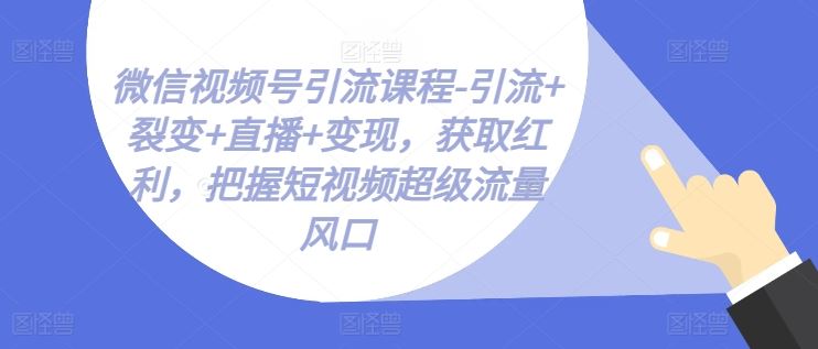 微信视频号引流课程-引流+裂变+直播+变现，获取红利，把握短视频超级流量风口-英祺创业