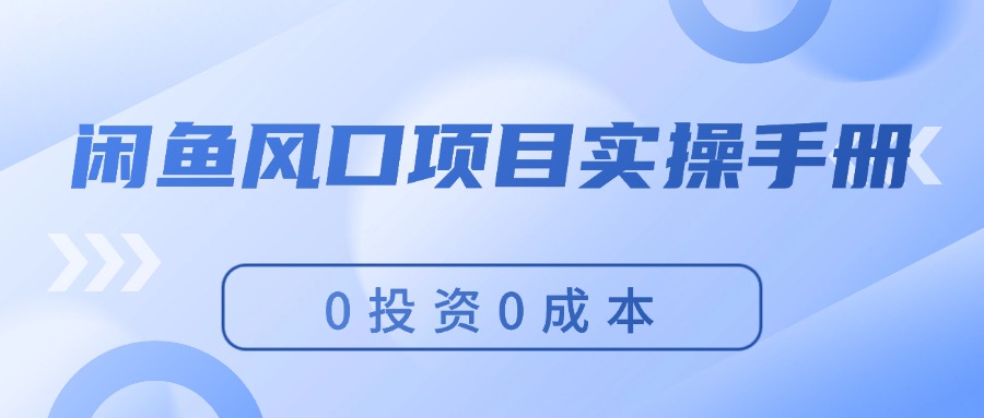 （11923期）闲鱼风口项目实操手册，0投资0成本，让你做到，月入过万，新手可做-英祺创业