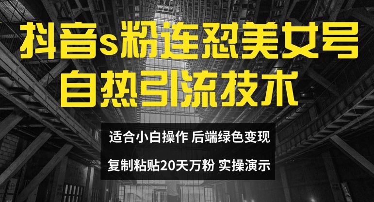 抖音s粉连怼美女号自热引流技术复制粘贴，20天万粉账号，无需实名制，矩阵操作【揭秘】-英祺创业