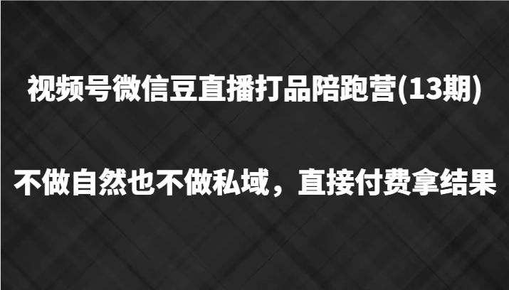 视频号微信豆直播打品陪跑(13期)，不做不自然流不做私域，直接付费拿结果-英祺创业