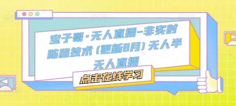 宝子哥·无人直播-非实时防风技术(更新8月)无人半无人直播-英祺创业
