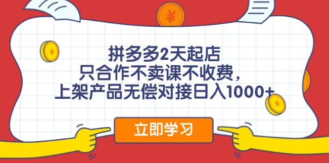 （12356期）拼多多0成本开店，只合作不卖课不收费，0成本尝试，日赚千元+-英祺创业