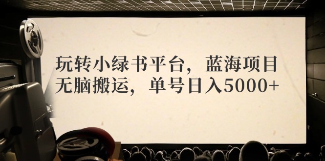 （12366期）玩转小绿书平台，蓝海项目，无脑搬运，单号日入5000+-英祺创业