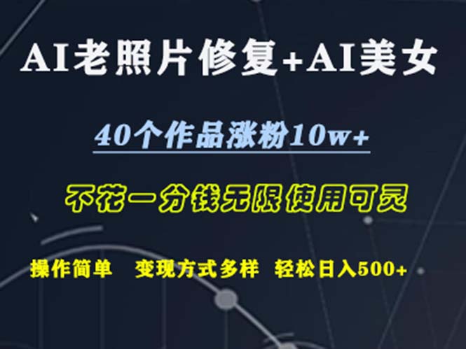 （12489期）AI老照片修复+AI美女玩发  40个作品涨粉10w+  不花一分钱使用可灵  操…-英祺创业