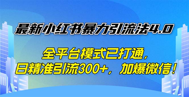 （12505期）最新小红书暴力引流法4.0， 全平台模式已打通，日精准引流300+，加爆微…-英祺创业