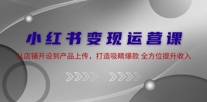 （12520期）小红书变现运营课：从店铺开设到产品上传，打造吸睛爆款 全方位提升收入-英祺创业