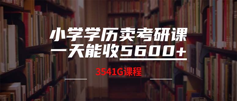 （12556期）小学学历卖考研课程，一天收5600（附3580G考研合集）-英祺创业