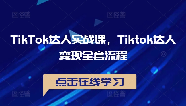 TikTok达人实战课，Tiktok达人变现全套流程-英祺创业