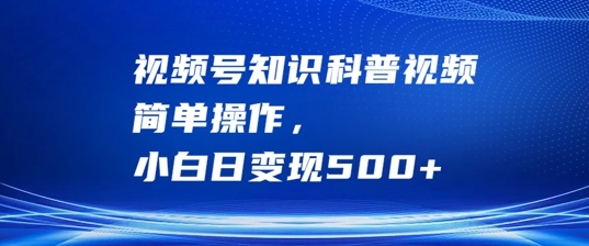 视频号知识科普视频，简单操作，小白日变现500+【揭秘】-英祺创业
