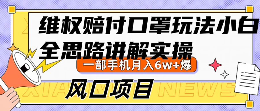 维权赔付口罩玩法，小白也能月入6w+，风口项目实操-英祺创业