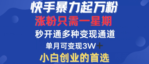 快手暴力起万粉，涨粉只需一星期，多种变现模式，直接秒开万合，单月变现过W【揭秘】-英祺创业