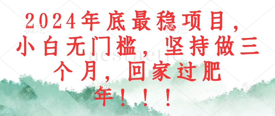 （12970期）2024年底最稳项目，小白无门槛，坚持做三个月，回家过肥年！！！-英祺创业