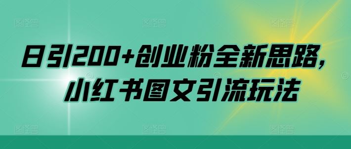 日引200+创业粉全新思路，小红书图文引流玩法【揭秘】-英祺创业