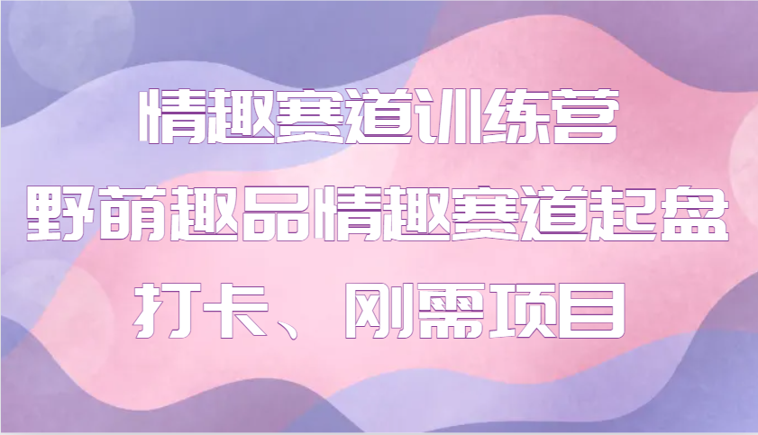 情趣赛道训练营 野萌趣品情趣赛道起盘打卡、刚需项目-英祺创业