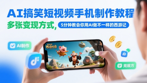 多张变现方式，AI搞笑短视频手机制作教程，5分钟教会你用AI做不一样的西游记-英祺创业
