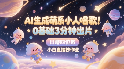 0基础3分钟出片，28个作品涨粉8.9W，单条最高19W赞，AI生成萌系小人唱歌，日入四位数，小白直接抄作业-英祺创业