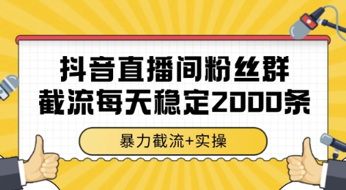 一台电脑每天稳定2000条数据，抖音直播间粉丝群暴力截流，暴力截流+实操 【揭秘】-英祺创业