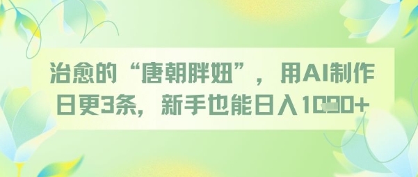 用AI制作日更3条，治愈的“唐朝胖妞”，新手也能日入多张-英祺创业