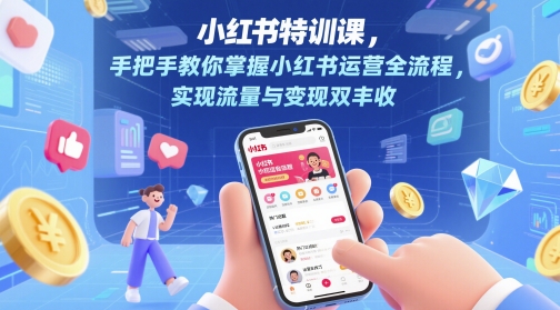手把手教你掌握小红书运营全流程，小红书特训课，实现流量与变现双丰收-英祺创业