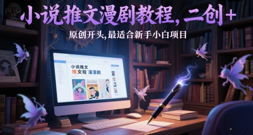 二创+原创开头，小说推文漫剧教程，最适合新手小白项目-英祺创业