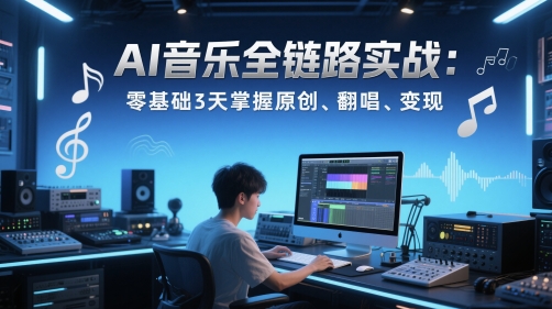 AI音乐全链路实战变现课：零基础3天掌握原创、翻唱、变现-英祺创业